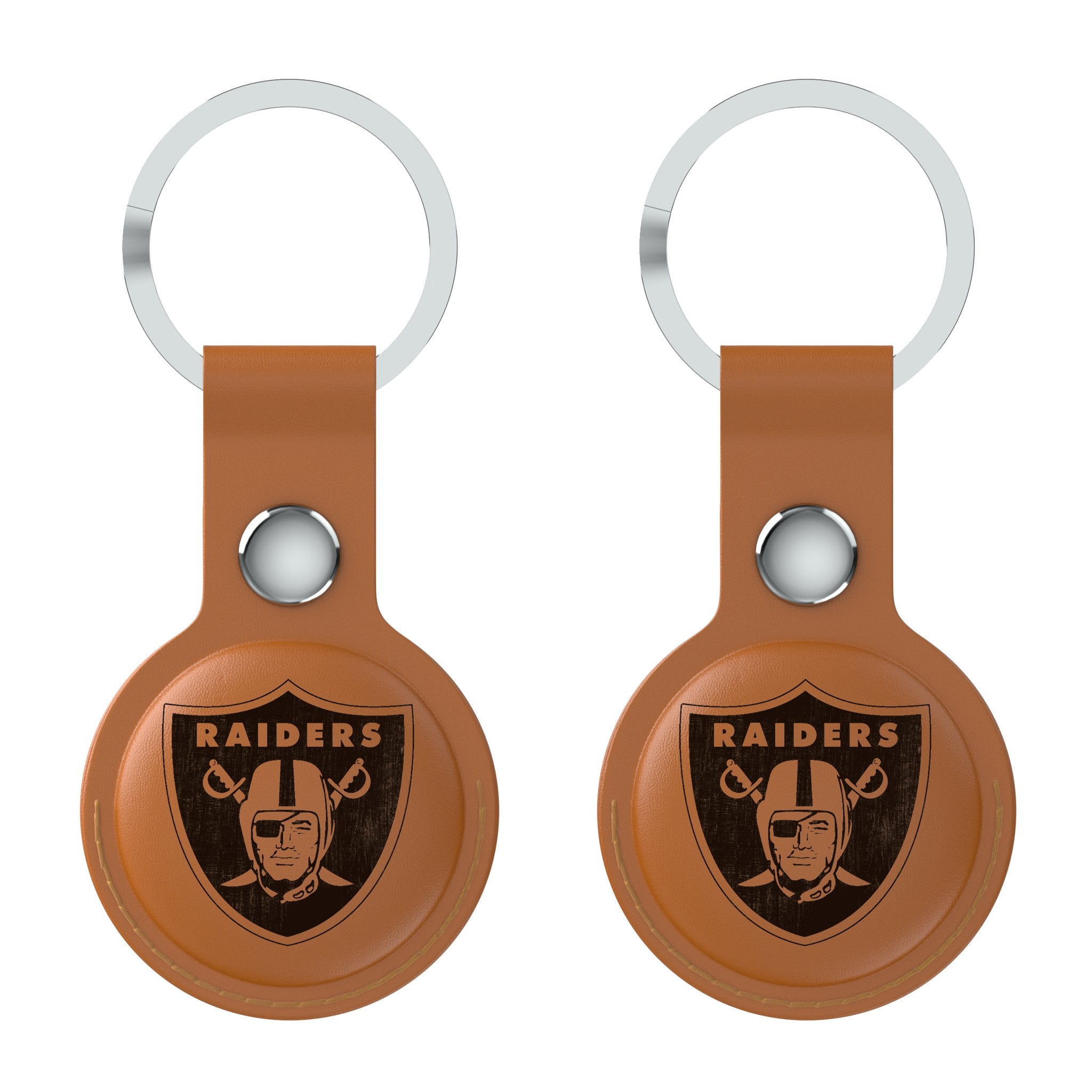 Las Vegas Raiders Burn Brown Airtag Holder 2-Pack - Sports Gifts, Sports Memorabilia, Sports Collectibles, Fan Shop