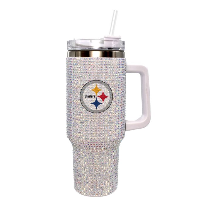 Pittsburgh Steelers 46oz. Colossal White Bling Tumbler - Sports Collectibles, Sports Memorabilia, Sports Fan Shop, Sports Gifts