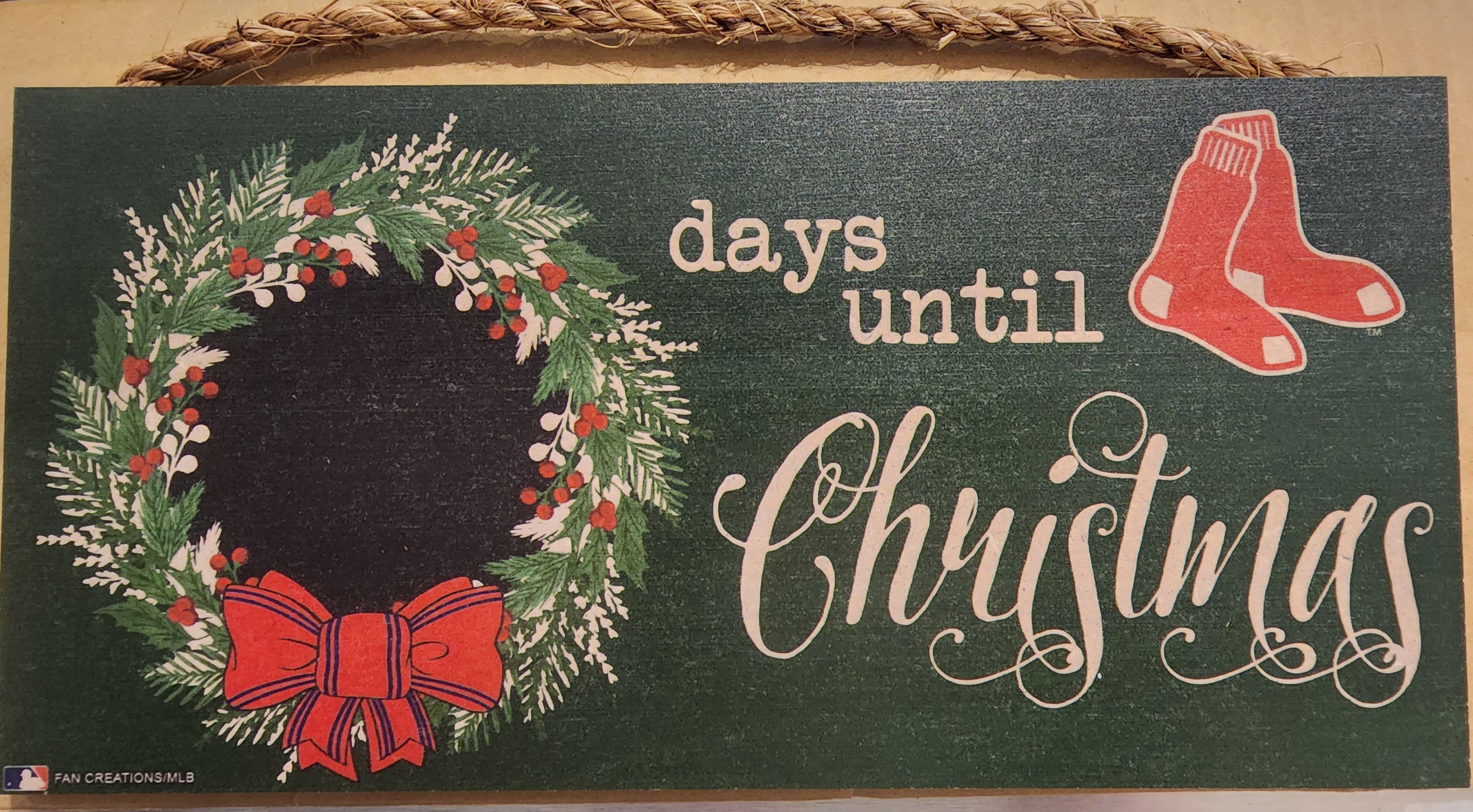 Boston Red Sox 6'' x 12'' Days Until Christmas Wood Sign - Sports Collectibles, Sports Memorabilia, Sports Fan Shop, Sports Gifts