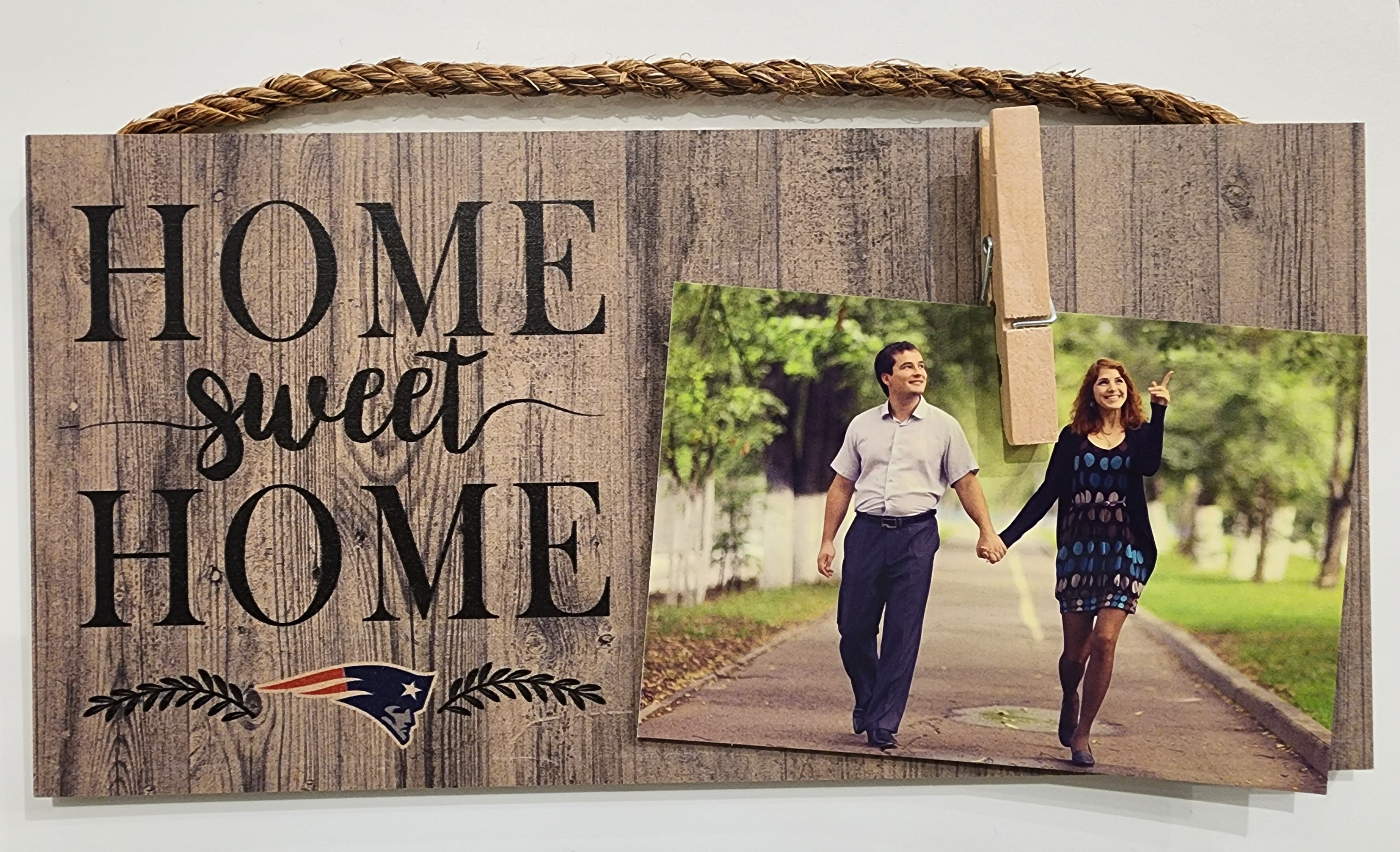 New England Patriots Home Sweet Home 6" x 12" Wood Sign - Sports Collectibles, Sports Memorabilia, Sports Fan Shop, Sports Gifts