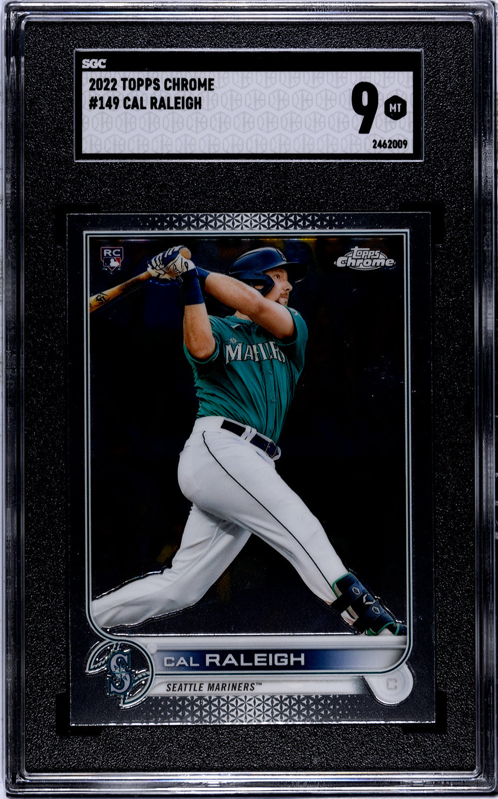 Graded 2022 Topps Chrome Cal Raleigh #149 Rookie RC Baseball Card SGC 9 Mint