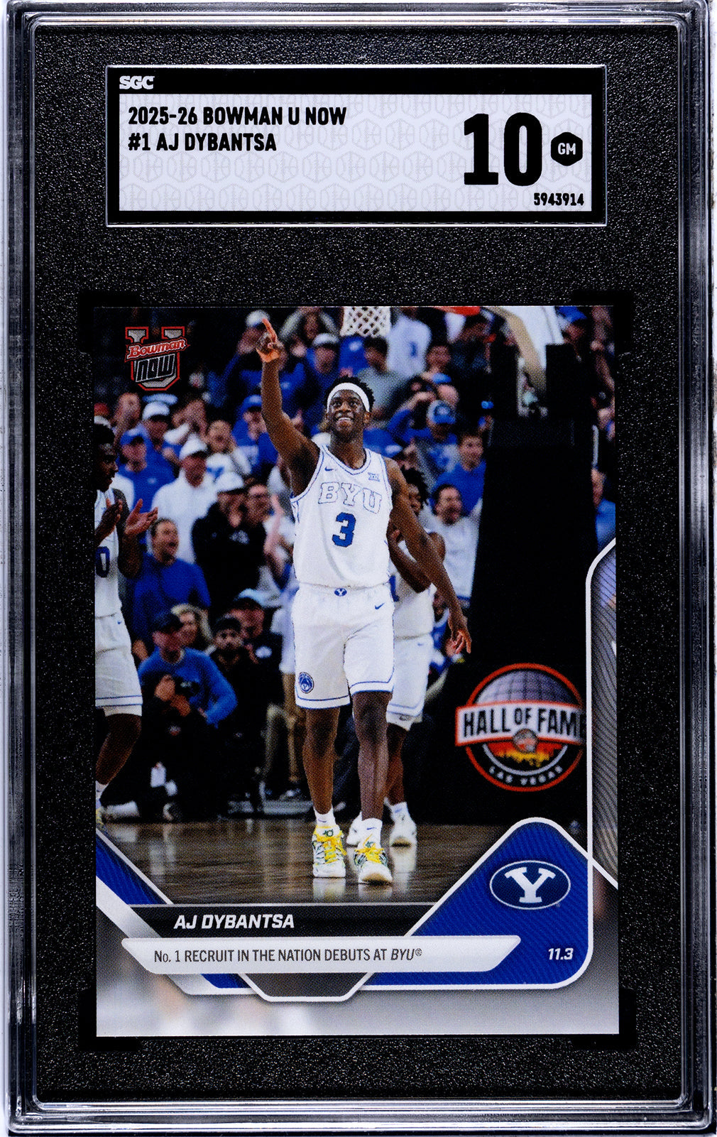 Graded 2025 Topps Bowman U Now AJ Dybantsa #1 Rookie RC Basketball Card SGC 10 Gem Mint
