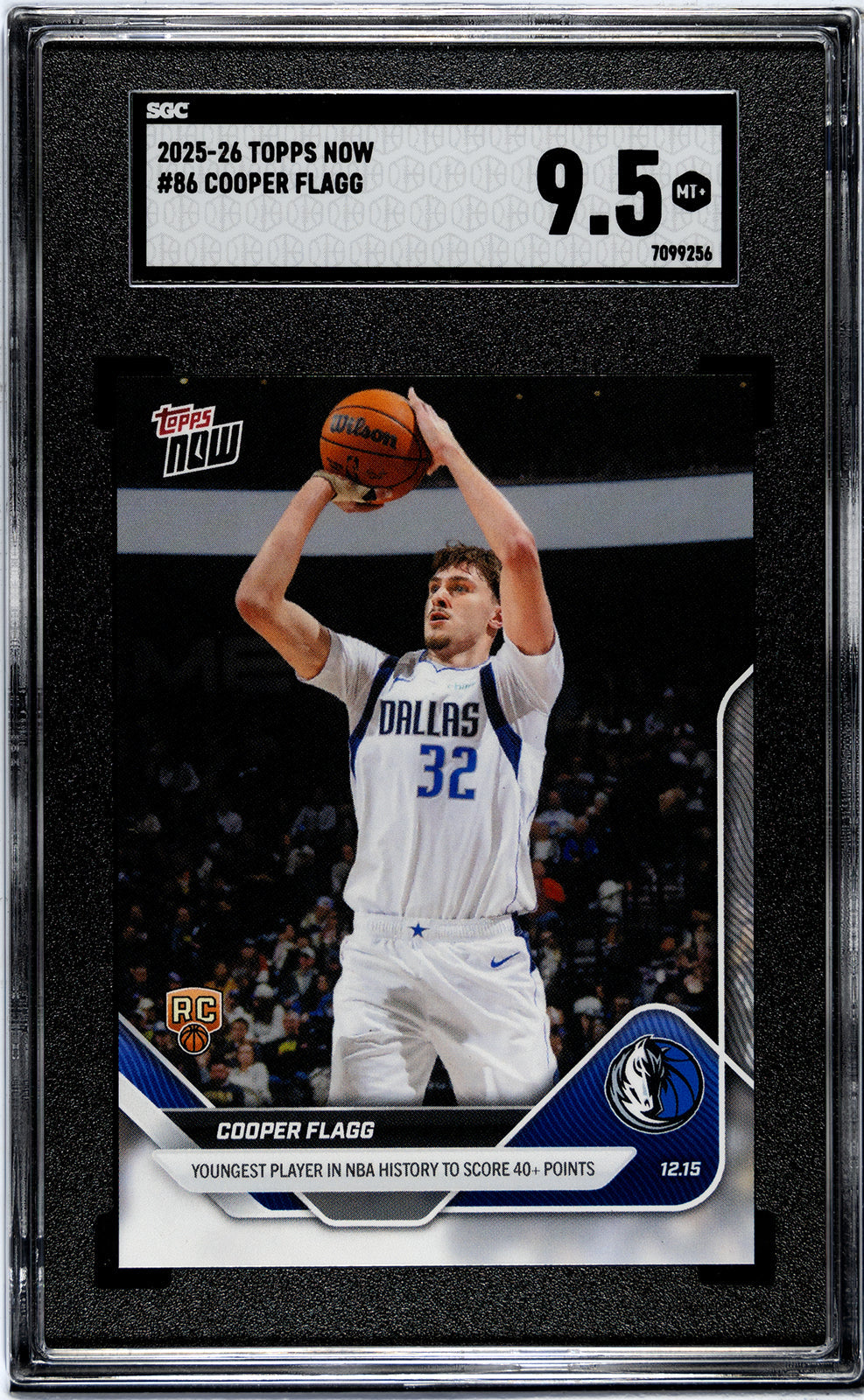 Graded 2025 Topps Now Cooper Flagg #86 Rookie RC Basketball Card SGC 9.5 Mint+