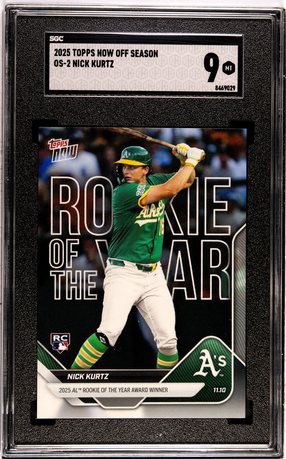 Graded 2025 Topps Now Nick Kurtz #OS2 Offseason Rookie RC Baseball Card SGC 9 Mint