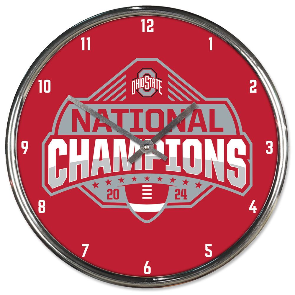 2024-2025National Football Champions Ohio State Buckeyes CFP Chrome Clock - Sports Collectibles, Sports Memorabilia, Sports Fan Shop, Sports Gifts