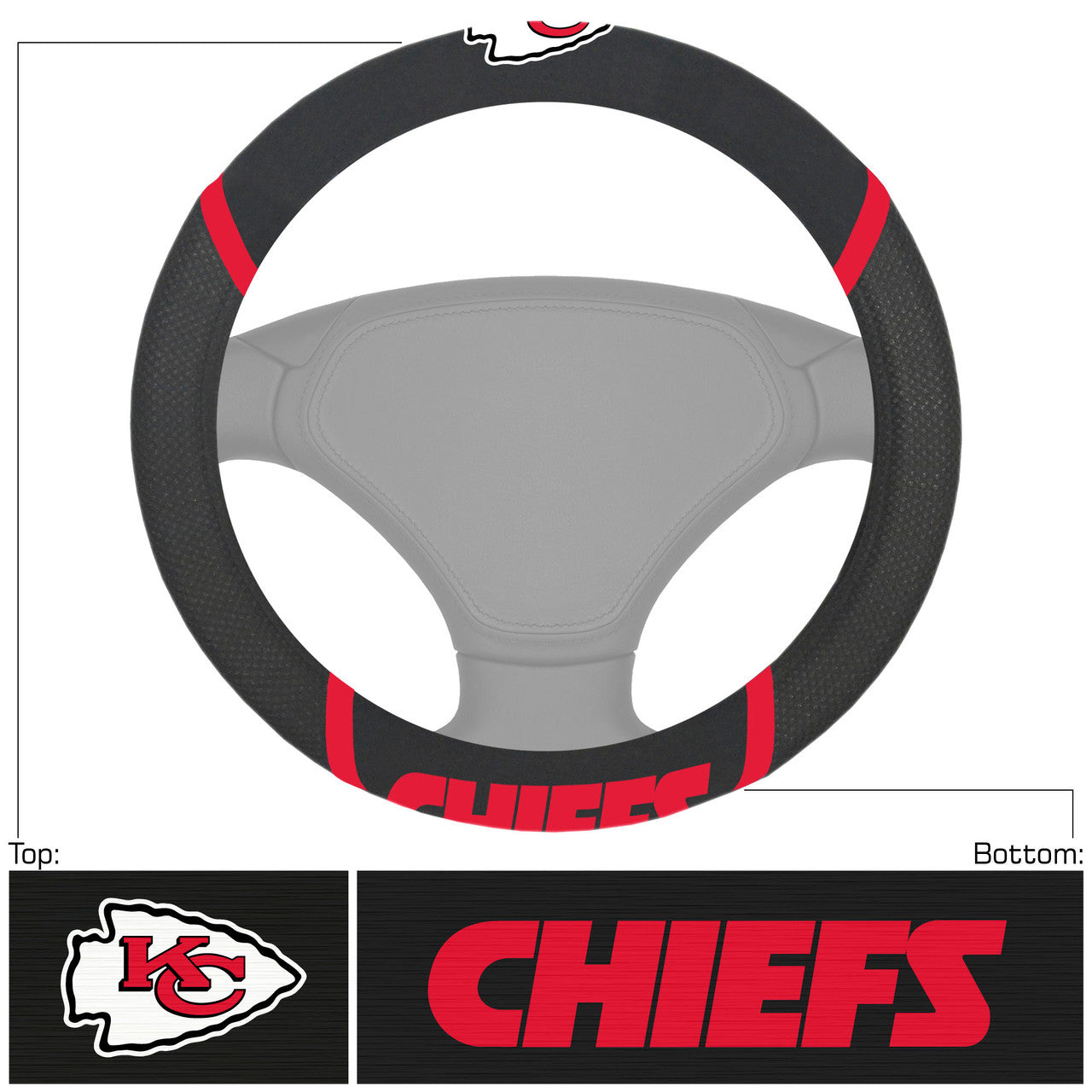 Kansas City Chiefs Steering Wheel Cover Mesh/Stitched - Sports Collectibles, Sports Memorabilia, Sports Fan Shop, Sports Gifts