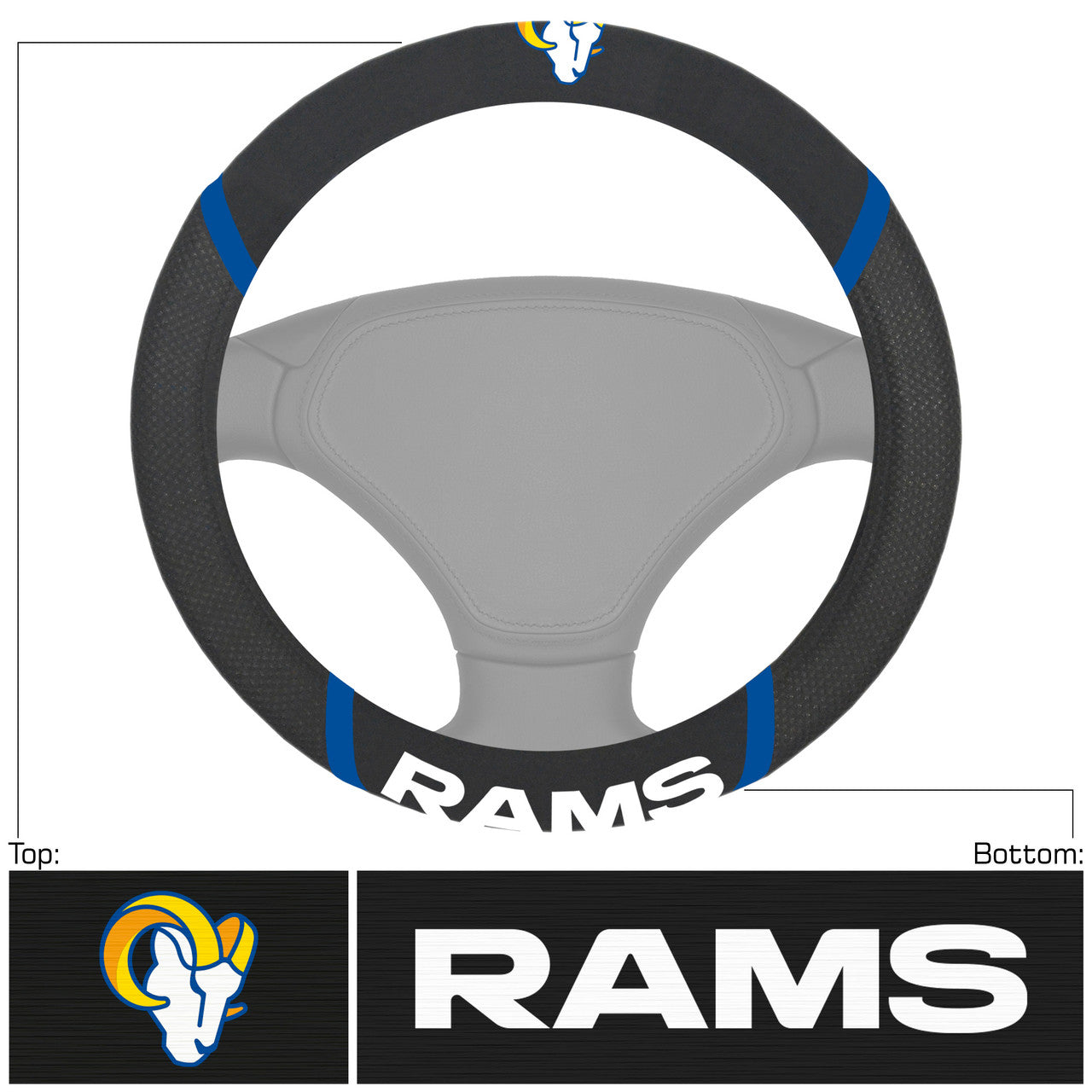 Los Angeles Rams Steering Wheel Cover Mesh/Stitched - Sports Collectibles, Sports Memorabilia, Sports Fan Shop, Sports Gifts