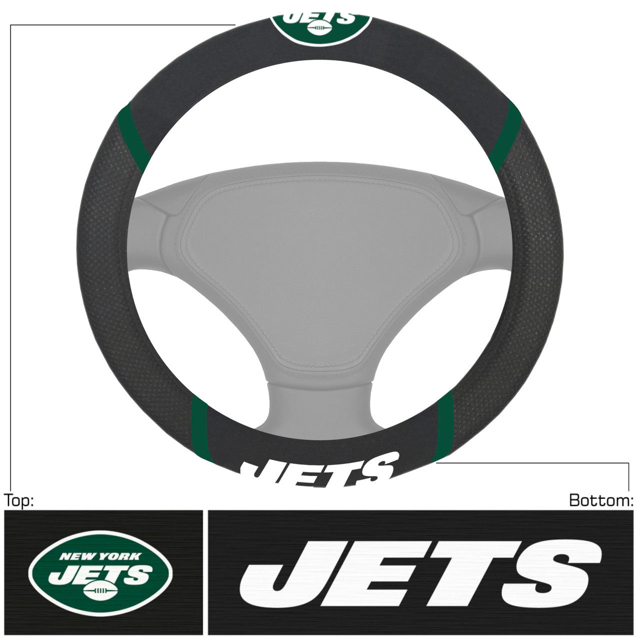 New York Jets Steering Wheel Cover Mesh/Stitched - Sports Collectibles, Sports Memorabilia, Sports Fan Shop, Sports Gifts