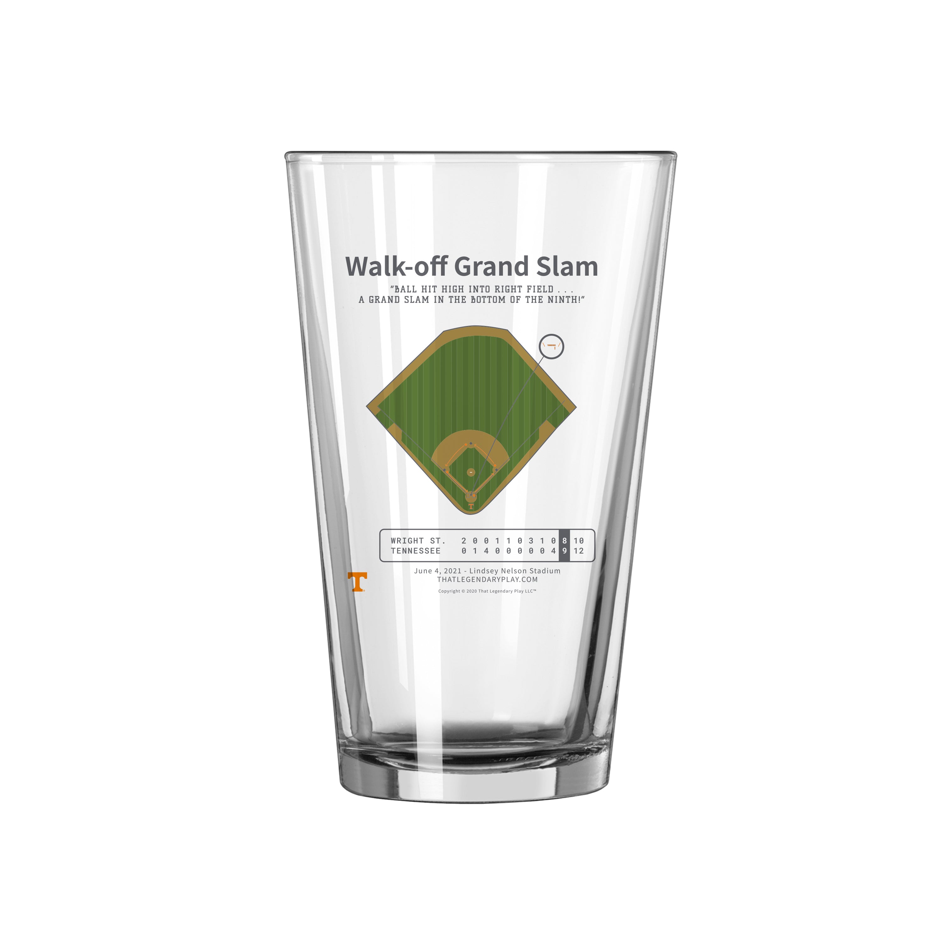 Tennessee Legendary Play Walk-off Grand Slam 16oz Pint Glass