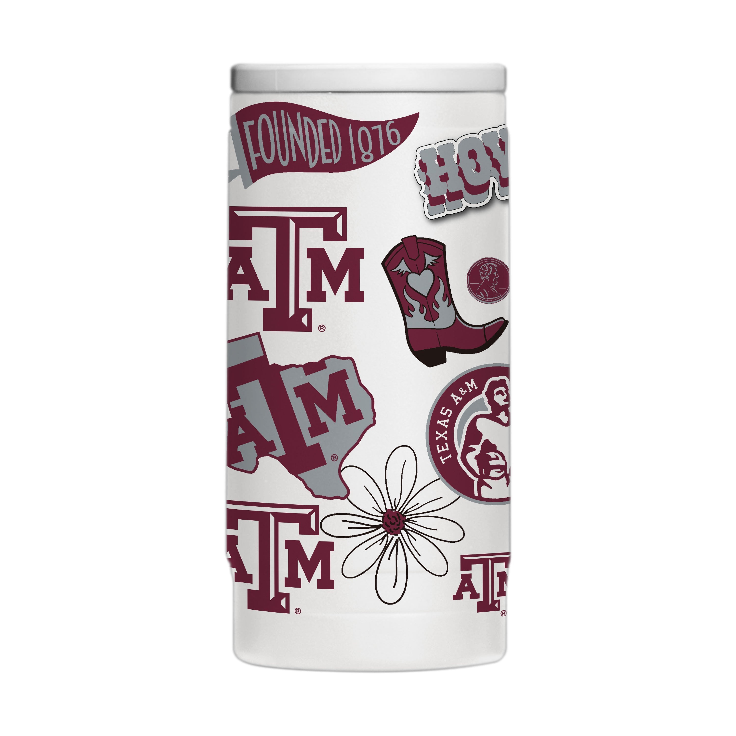 Texas A&M 12oz Native Powder Coat Slim Can Coolie