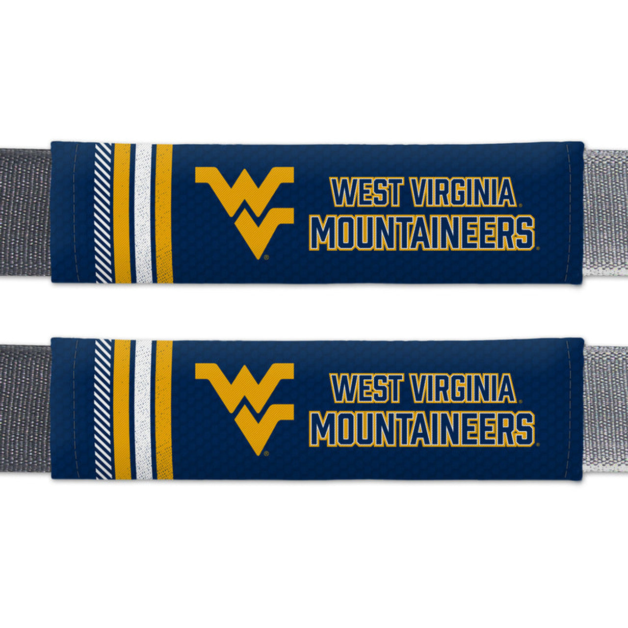 West Virginia Mountaineers Seat Belt Pads Rally Design CO - Sports Collectibles, Sports Memorabilia, Sports Fan Shop, Sports Gifts