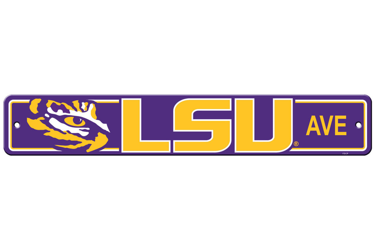 LSU Tigers Sign 4x24 Plastic Street Style Special Order - Sports Collectibles, Sports Memorabilia, Sports Fan Shop, Sports Gifts
