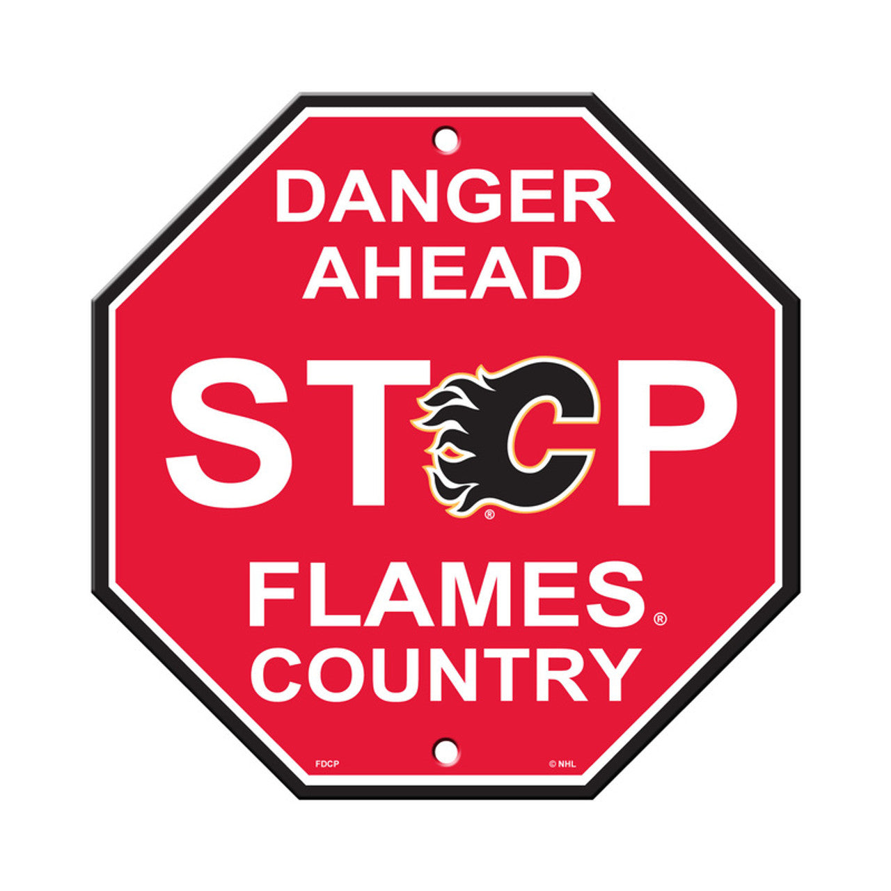 Calgary Flames Sign 12x12 Plastic Stop Style CO - Sports Collectibles, Sports Memorabilia, Sports Fan Shop, Sports Gifts