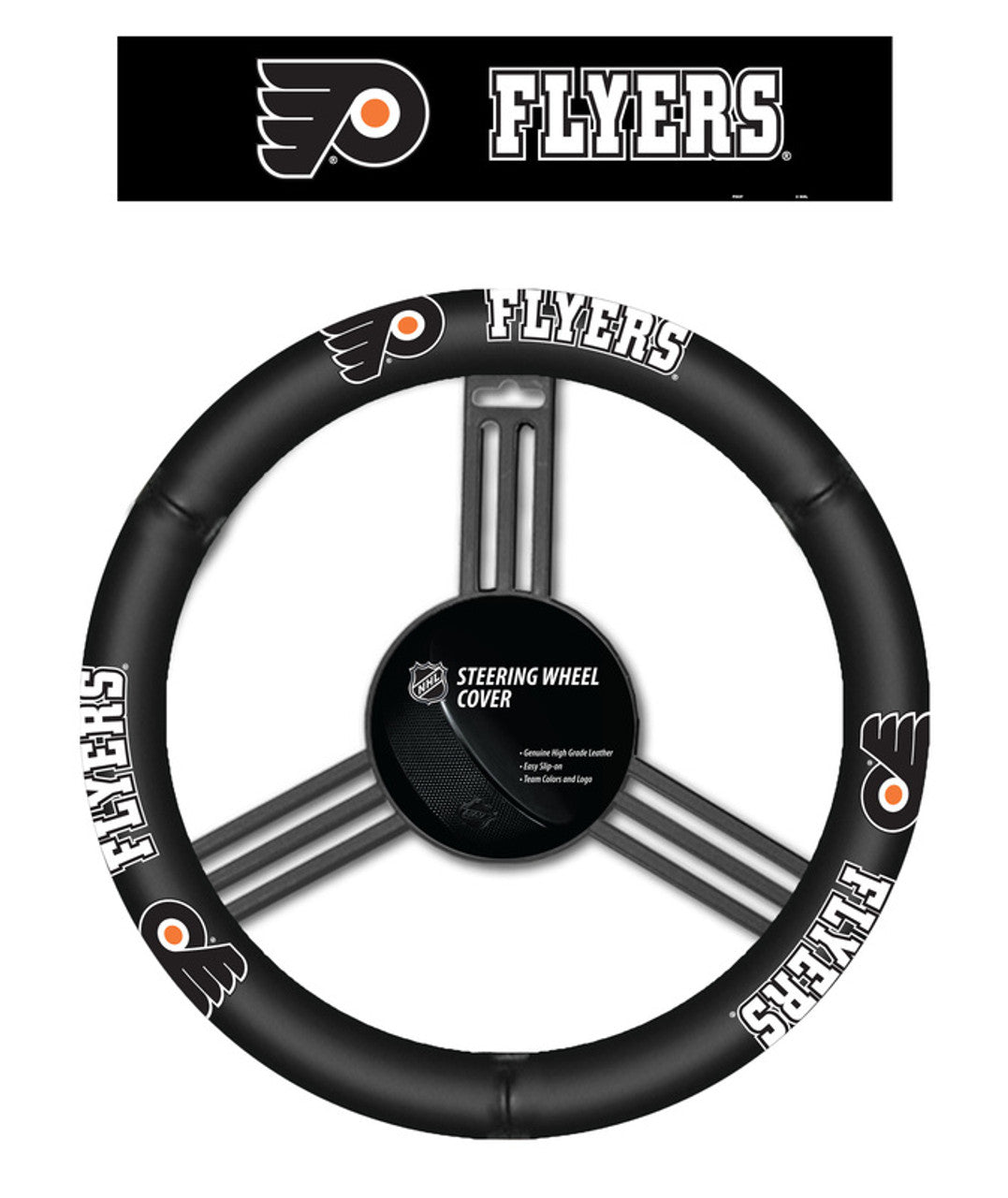 Philadelphia Flyers Steering Wheel Cover Leather CO - Sports Collectibles, Sports Memorabilia, Sports Fan Shop, Sports Gifts