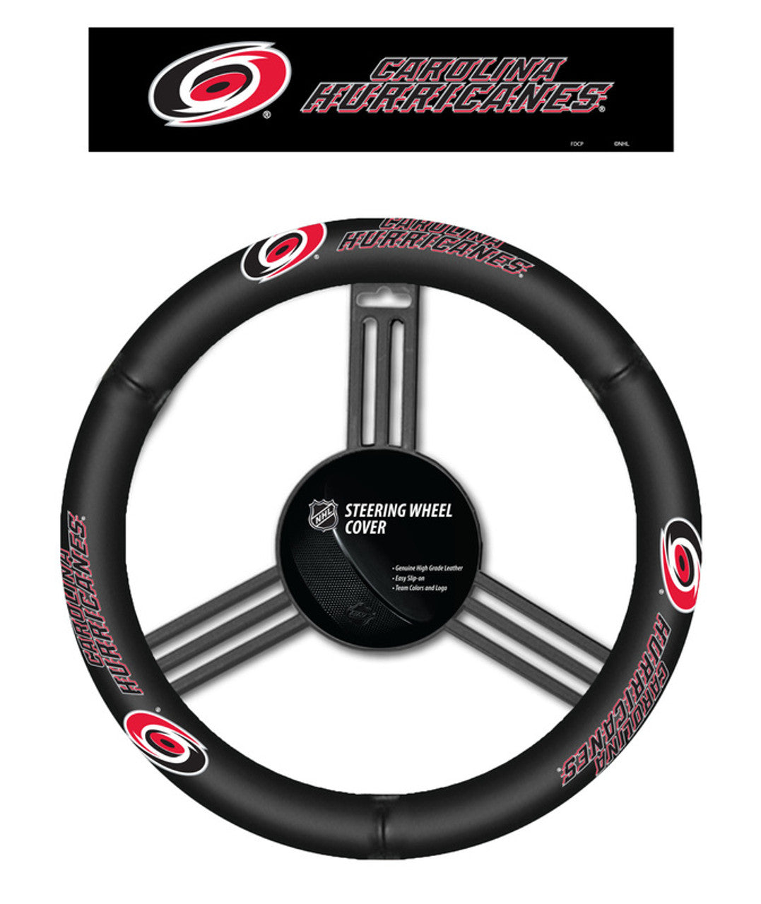 Carolina Hurricanes Steering Wheel Cover Leather CO - Sports Collectibles, Sports Memorabilia, Sports Fan Shop, Sports Gifts