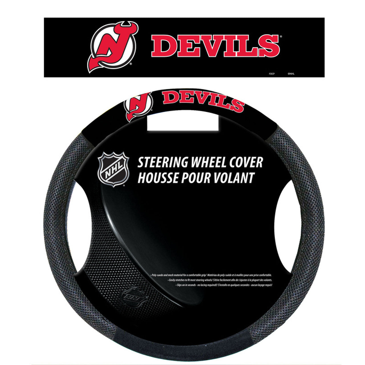New Jersey Devils Steering Wheel Cover Mesh Style CO - Sports Collectibles, Sports Memorabilia, Sports Fan Shop, Sports Gifts