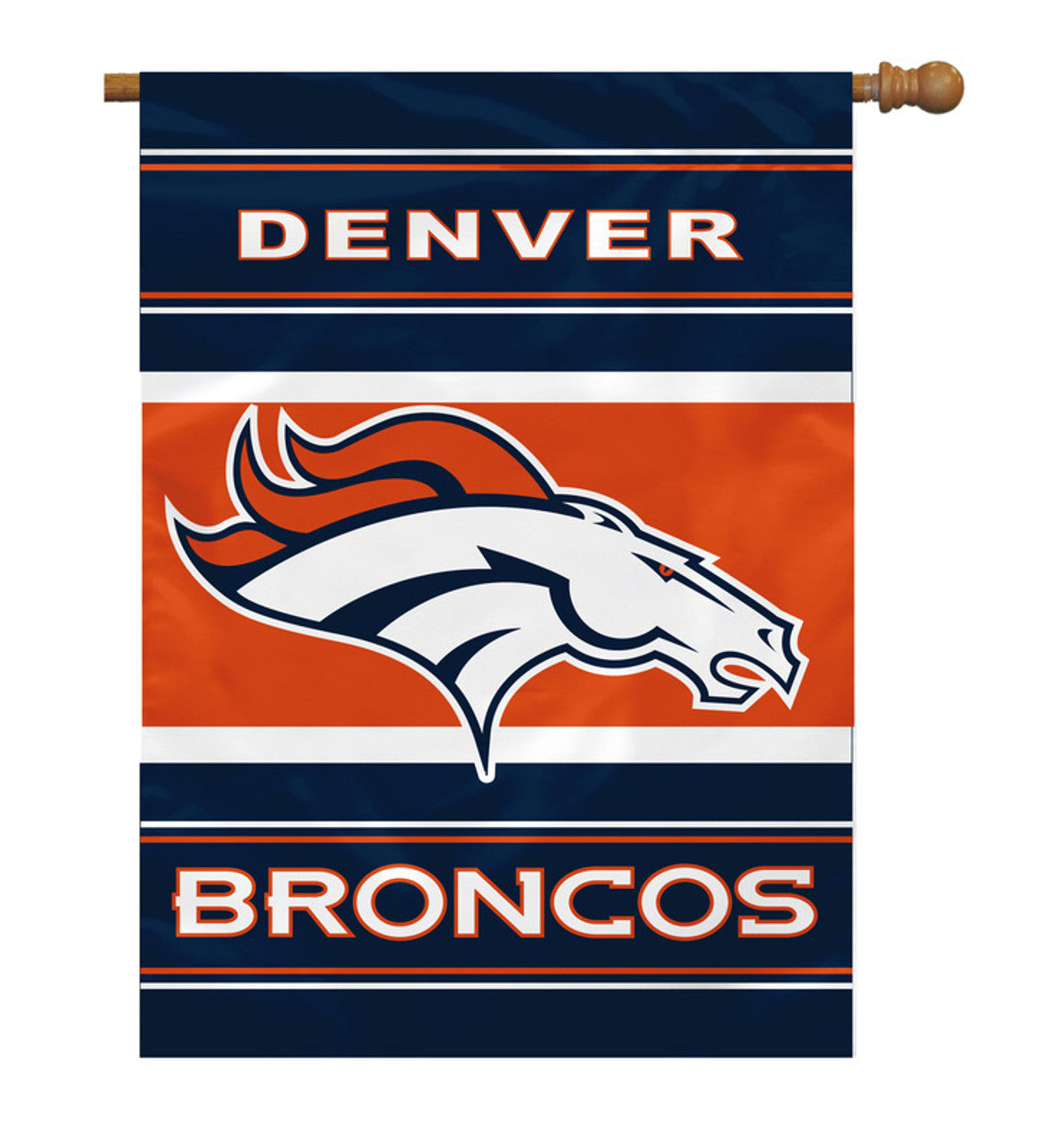 Denver Broncos Banner 28x40 House Flag Style 2 Sided CO - Sports Collectibles, Sports Memorabilia, Sports Fan Shop, Sports Gifts
