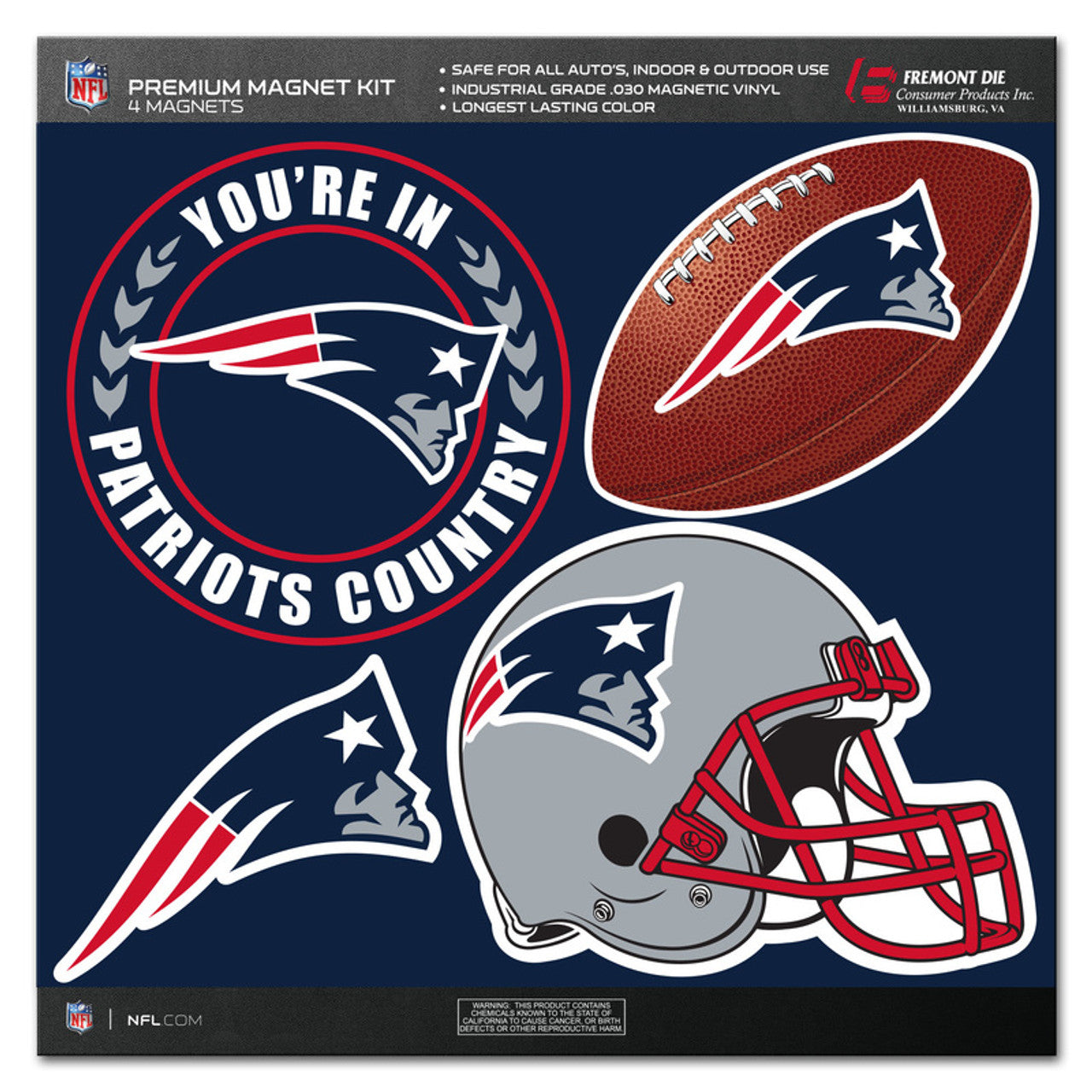 New England Patriots Magnet Kit 4 Piece CO - Sports Collectibles, Sports Memorabilia, Sports Fan Shop, Sports Gifts