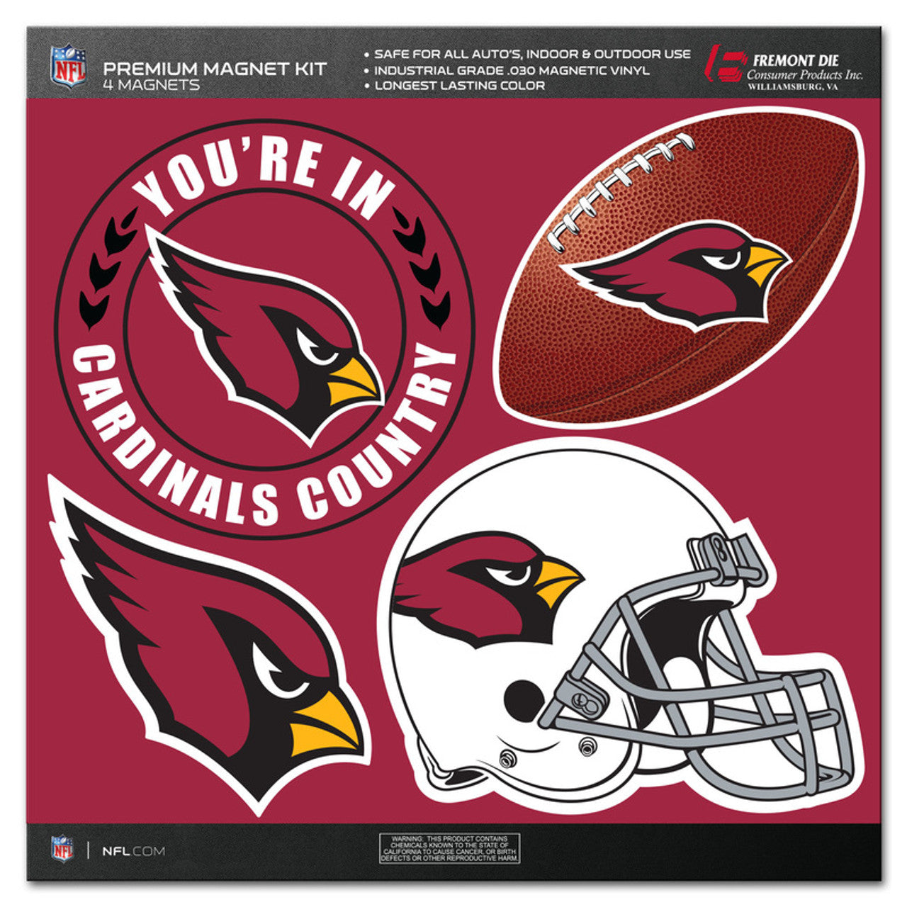 Arizona Cardinals Magnet Kit 4 Piece CO - Sports Collectibles, Sports Memorabilia, Sports Fan Shop, Sports Gifts