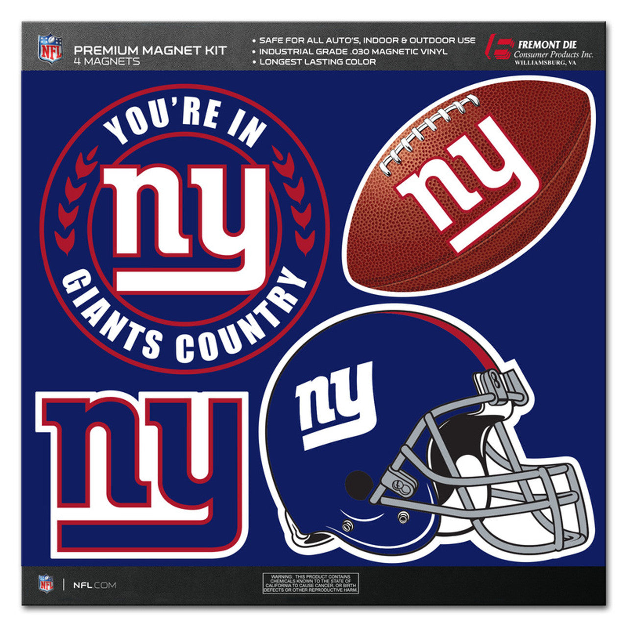 New York Giants Magnet Kit 4 Piece CO - Sports Collectibles, Sports Memorabilia, Sports Fan Shop, Sports Gifts