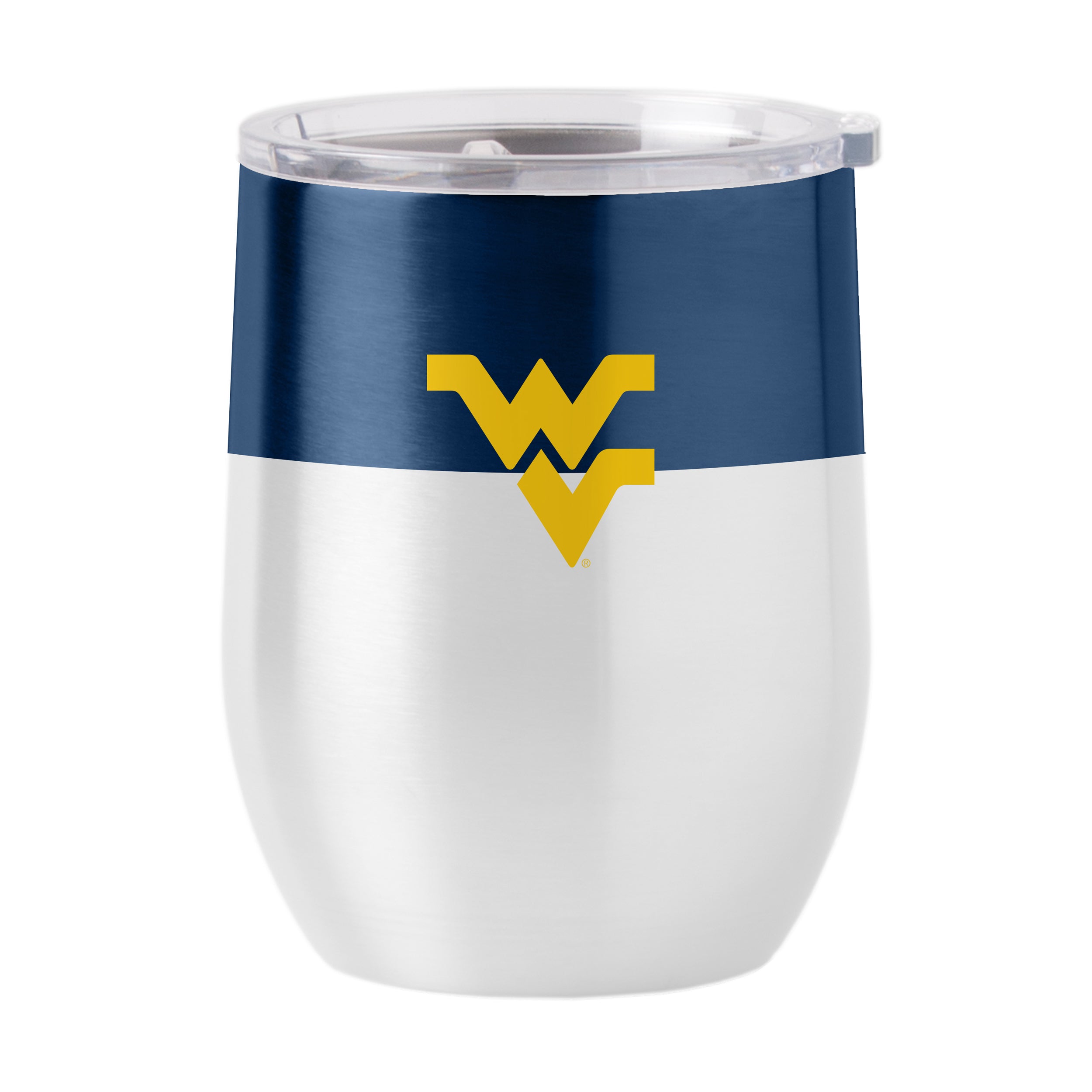 West Virginia Color Block 16 oz Stainless Curved Beverage