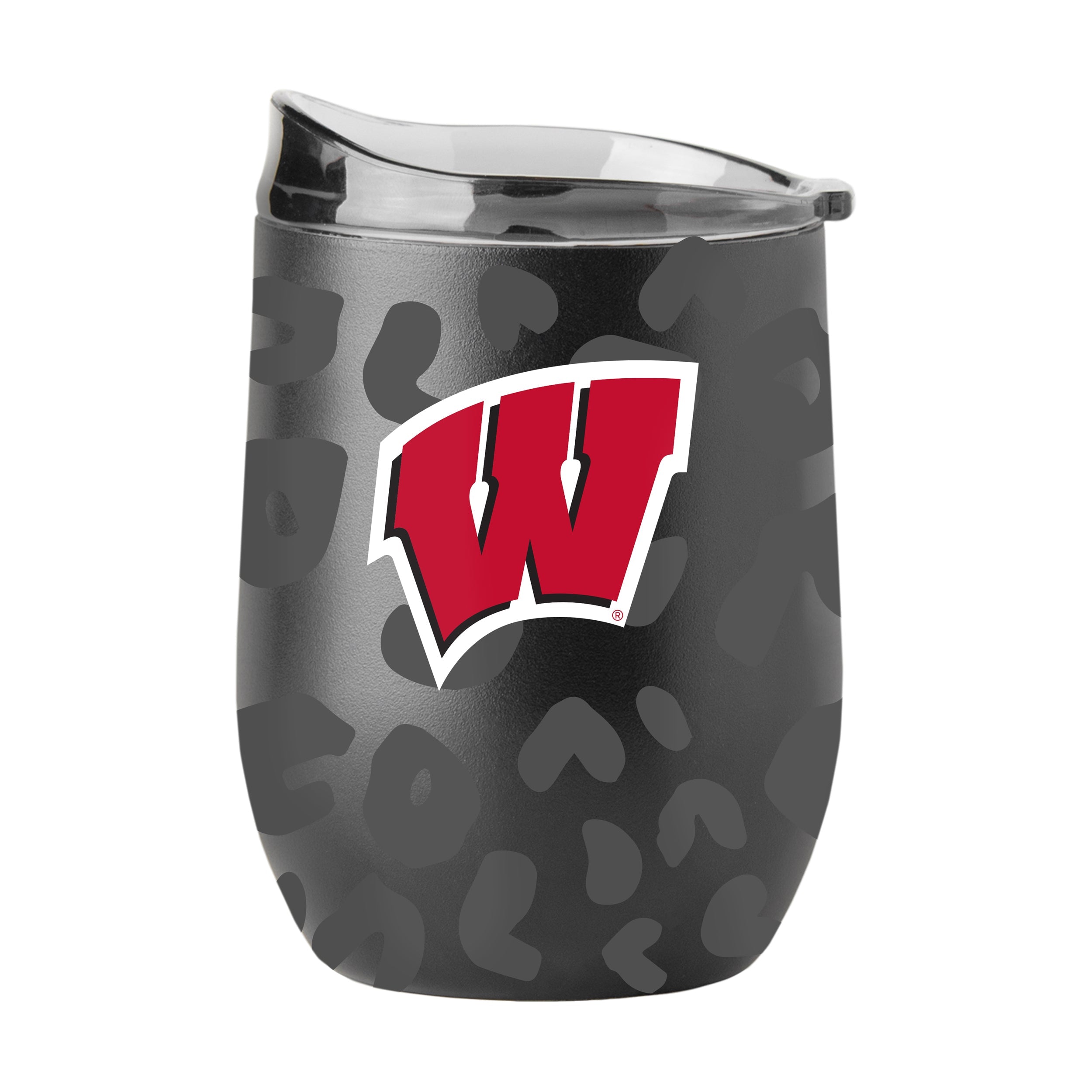 Wisconsin Leopard 16oz Black Powder Coat Curved Beverage