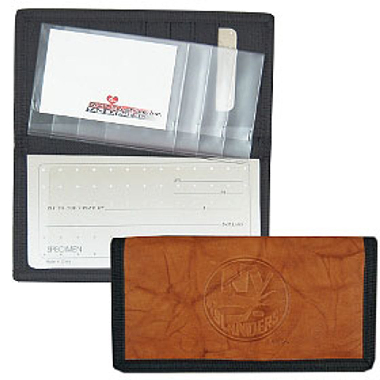 New York Islanders Checkbook Cover Leather/Nylon Embossed CO - Sports Collectibles, Sports Memorabilia, Sports Fan Shop, Sports Gifts