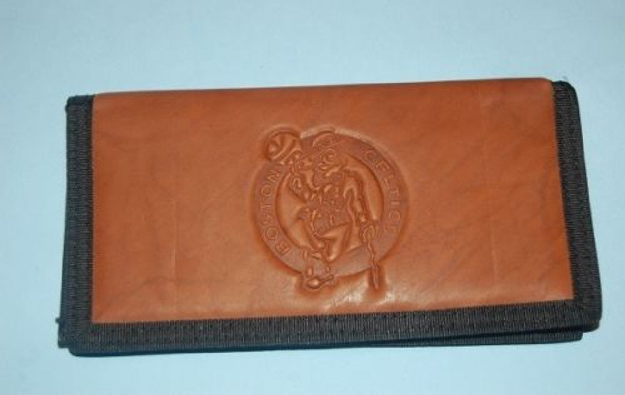 Boston Celtics Checkbook Cover Leather/Nylon Embossed CO - Sports Collectibles, Sports Memorabilia, Sports Fan Shop, Sports Gifts