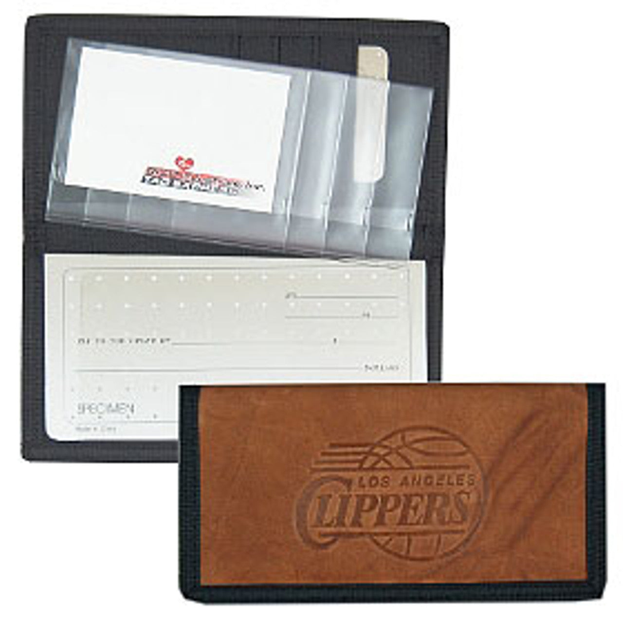 Los Angeles Clippers Checkbook Cover Leather/Nylon Embossed CO - Sports Collectibles, Sports Memorabilia, Sports Fan Shop, Sports Gifts