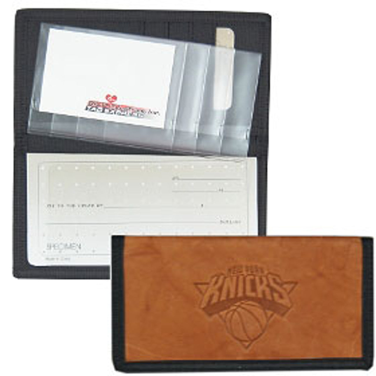 New York Knicks Checkbook Cover Leather/Nylon Embossed CO - Sports Collectibles, Sports Memorabilia, Sports Fan Shop, Sports Gifts