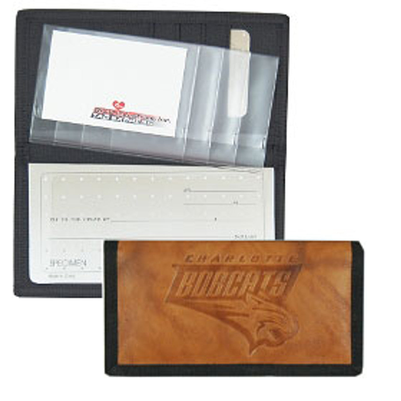 Charlotte Bobcats Checkbook Cover Leather/Nylon Embossed CO - Sports Collectibles, Sports Memorabilia, Sports Fan Shop, Sports Gifts