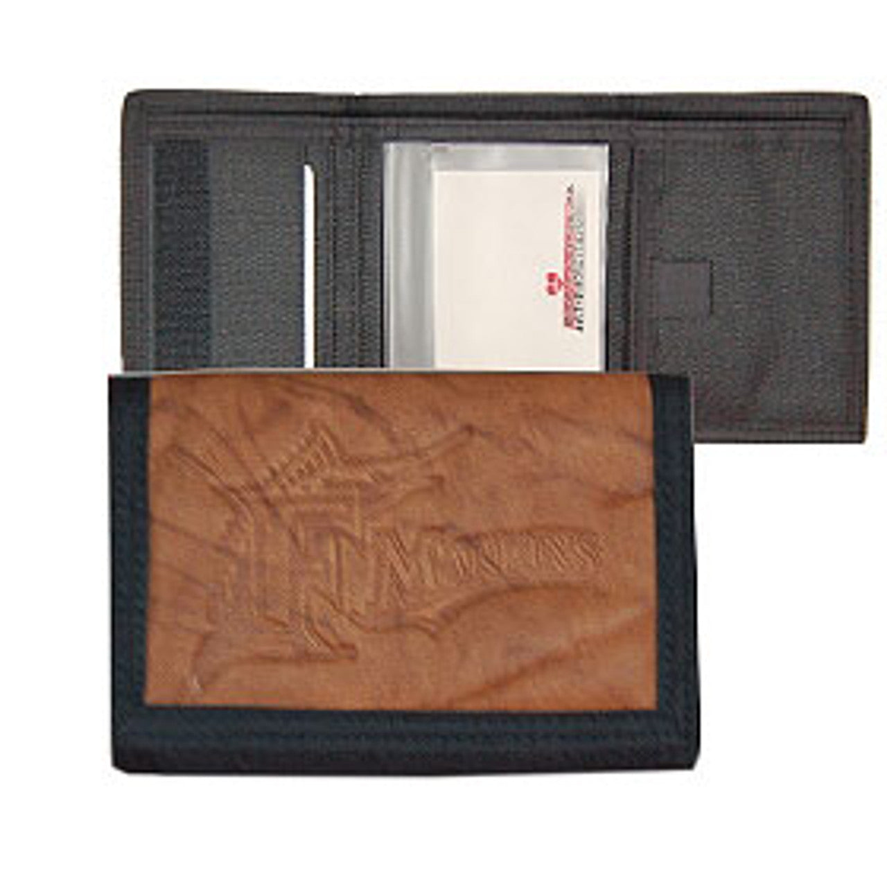 Florida Marlins Leather/Nylon Embossed Tri-Fold Wallet - Sports Collectibles, Sports Memorabilia, Sports Fan Shop, Sports Gifts