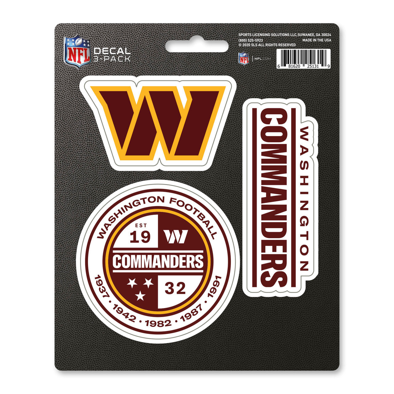 Washington Commanders Decal Die Cut Team 3 Pack - Sports Collectibles, Sports Memorabilia, Sports Fan Shop, Sports Gifts