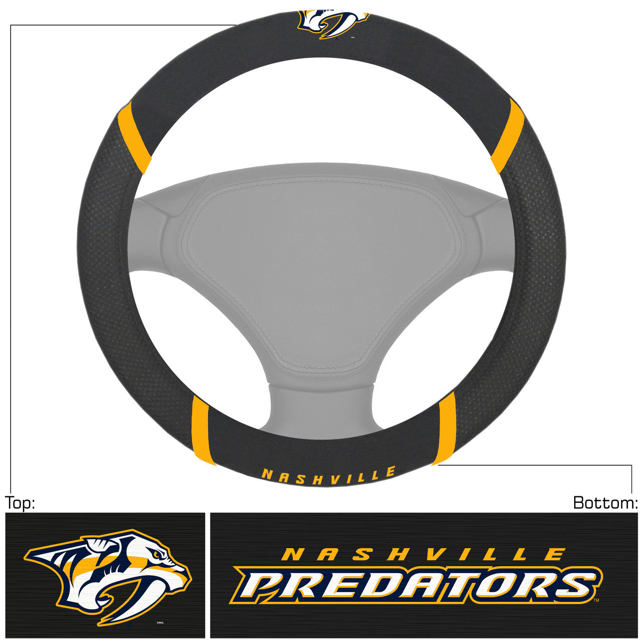 Nashville Predators Steering Wheel Cover Mesh/Stitched - Sports Collectibles, Sports Memorabilia, Sports Fan Shop, Sports Gifts