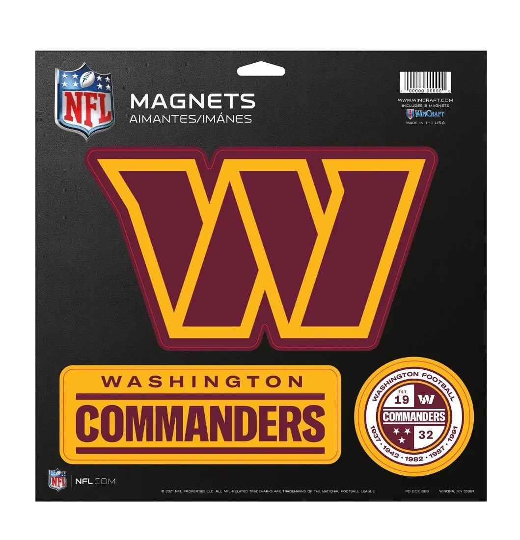 Washington Commnaders 3 Piece 11"x11" Magnet Sheet Set - Sports Gifts, Sports Memorabilia, Sports Collectibles, Fan Shop