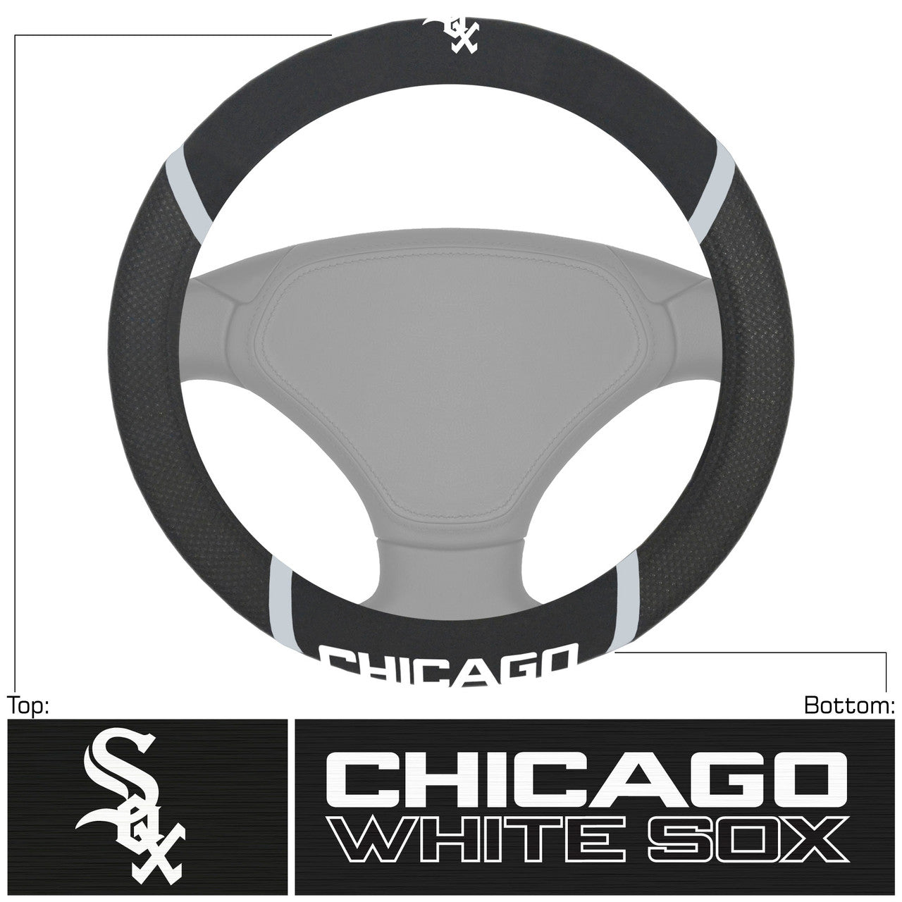 Chicago White Sox Steering Wheel Cover Mesh/Stitched - Sports Collectibles, Sports Memorabilia, Sports Fan Shop, Sports Gifts