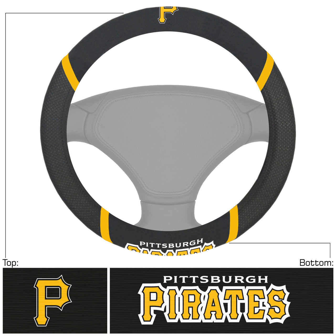 Pittsburgh Pirates Steering Wheel Cover Mesh/Stitched - Sports Collectibles, Sports Memorabilia, Sports Fan Shop, Sports Gifts