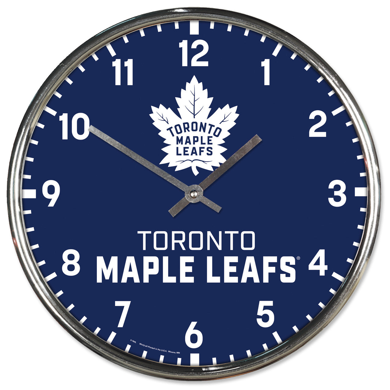 Toronto Maple Leafs Clock Round Wall Style Chrome - Sports Collectibles, Sports Memorabilia, Sports Fan Shop, Sports Gifts