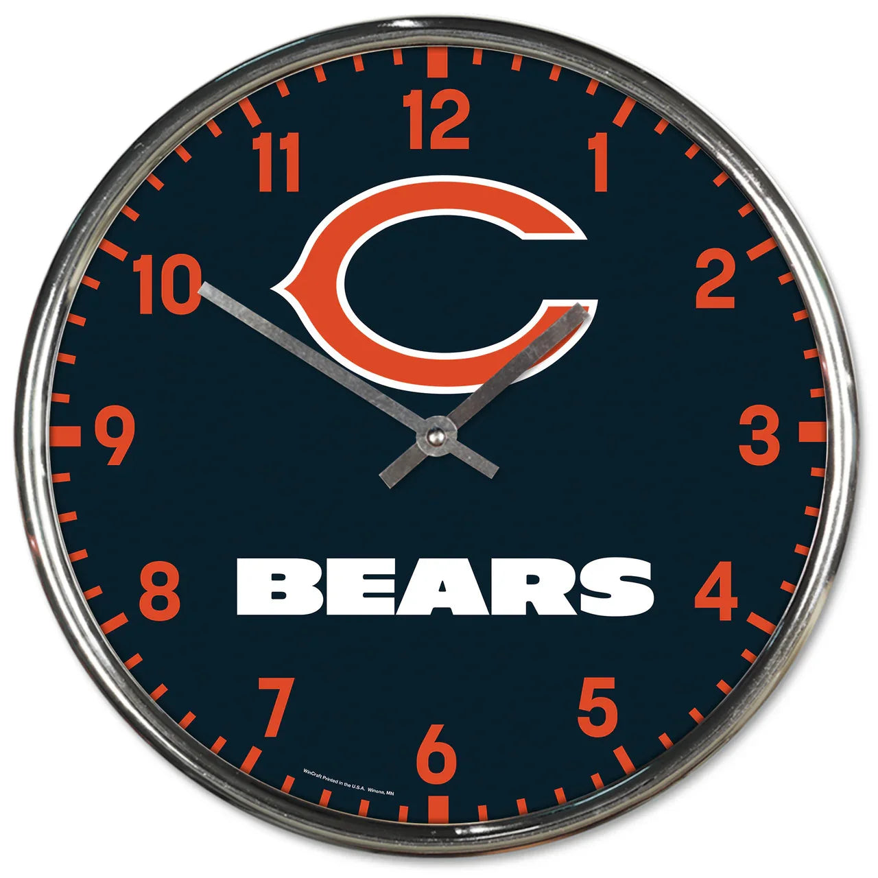 Chicago Bears Round Chrome Wall Clock (CDG) - 757 Sports Collectibles