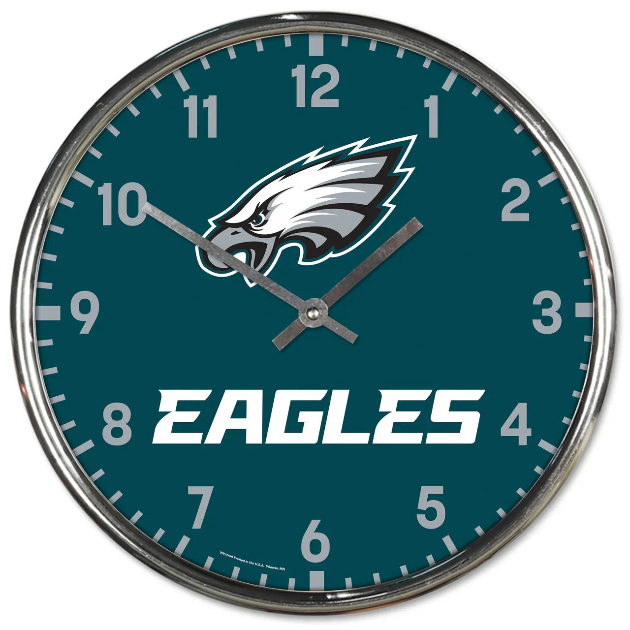Philadelphia Eagles Round Chrome Wall Clock (CDG) - Sports Collectibles, Sports Memorabilia, Sports Fan Shop, Sports Gifts