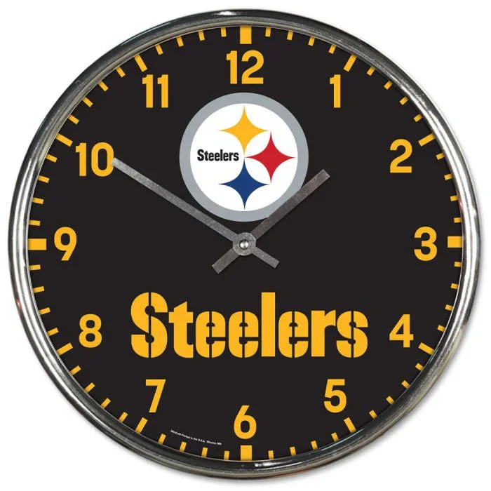 Pittsburgh Steelers Round Chrome Wall Clock - 757 Sports Collectibles