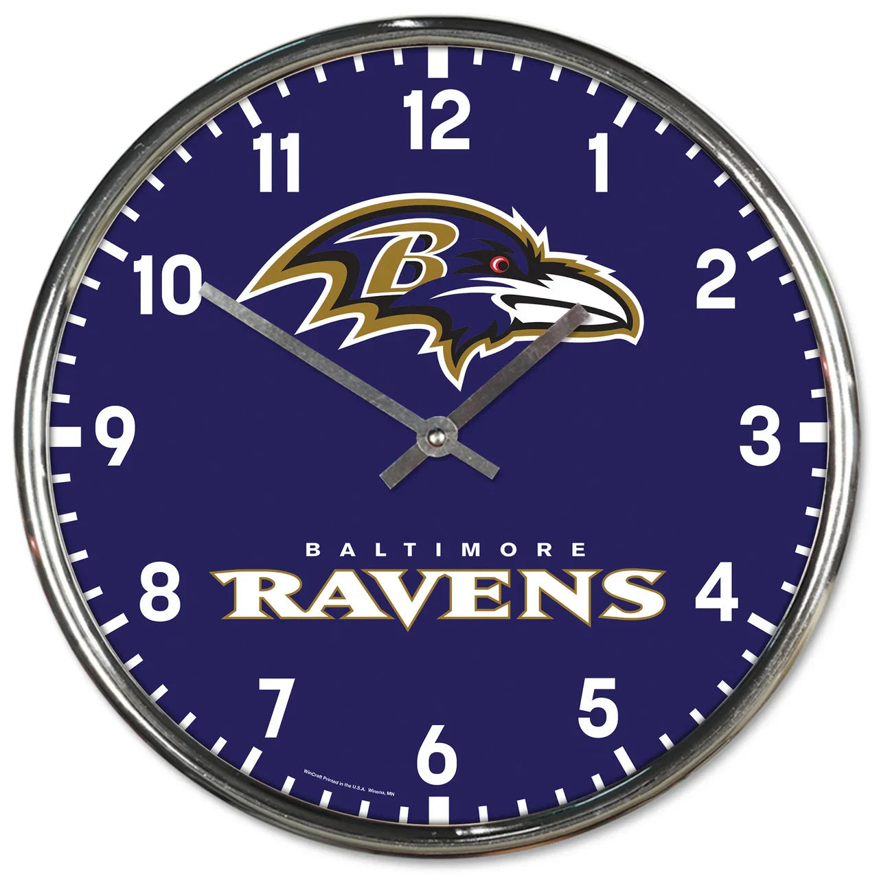 Baltimore Ravens Round Chrome Wall Clock - 757 Sports Collectibles