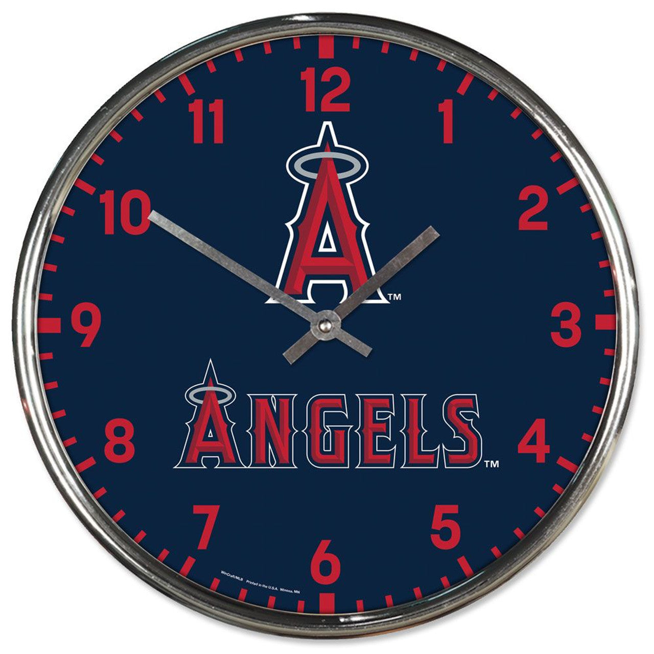 Los Angeles Angels Clock Round Wall Style Chrome - Sports Collectibles, Sports Memorabilia, Sports Fan Shop, Sports Gifts