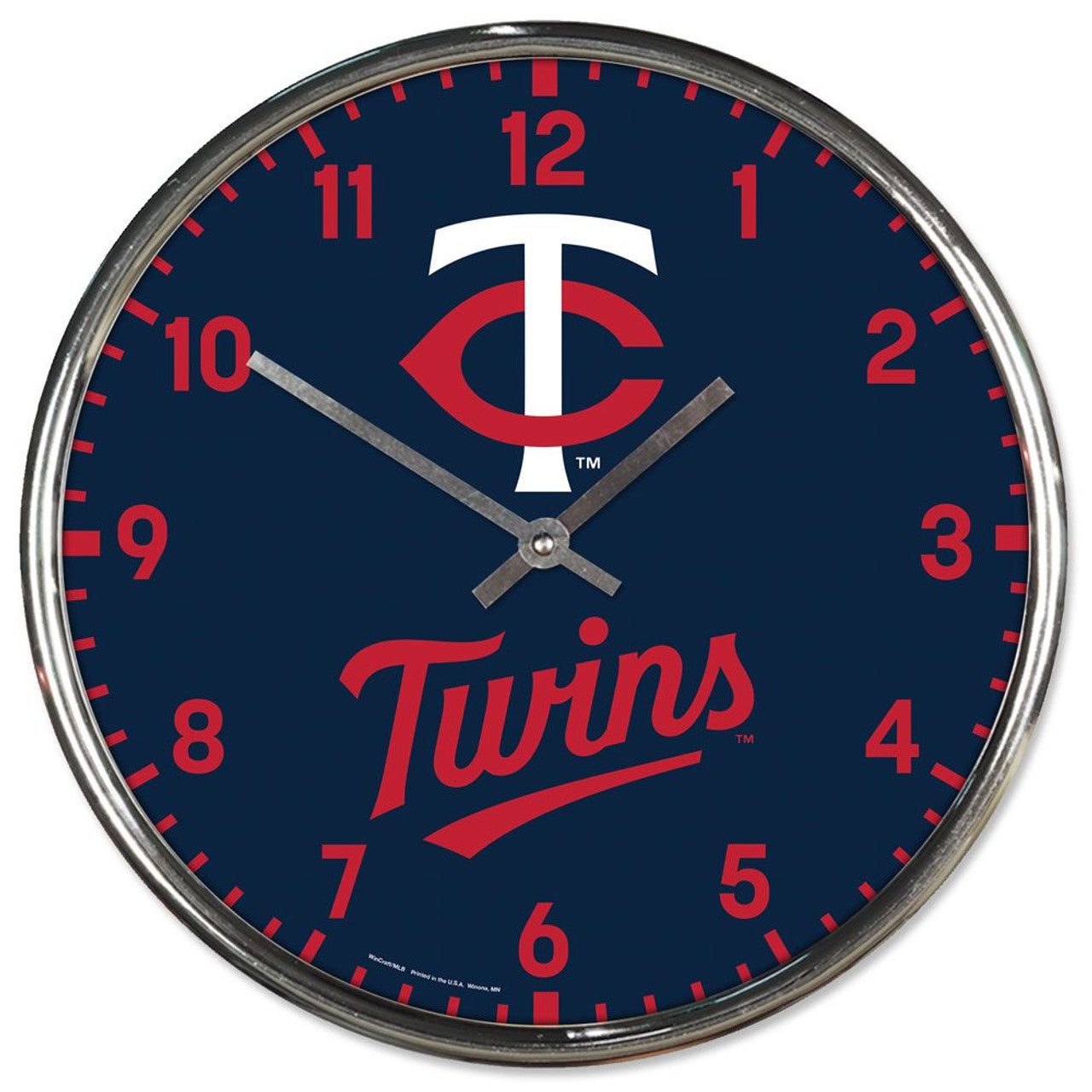 Minnesota Twins Clock Round Wall Style Chrome - Sports Collectibles, Sports Memorabilia, Sports Fan Shop, Sports Gifts