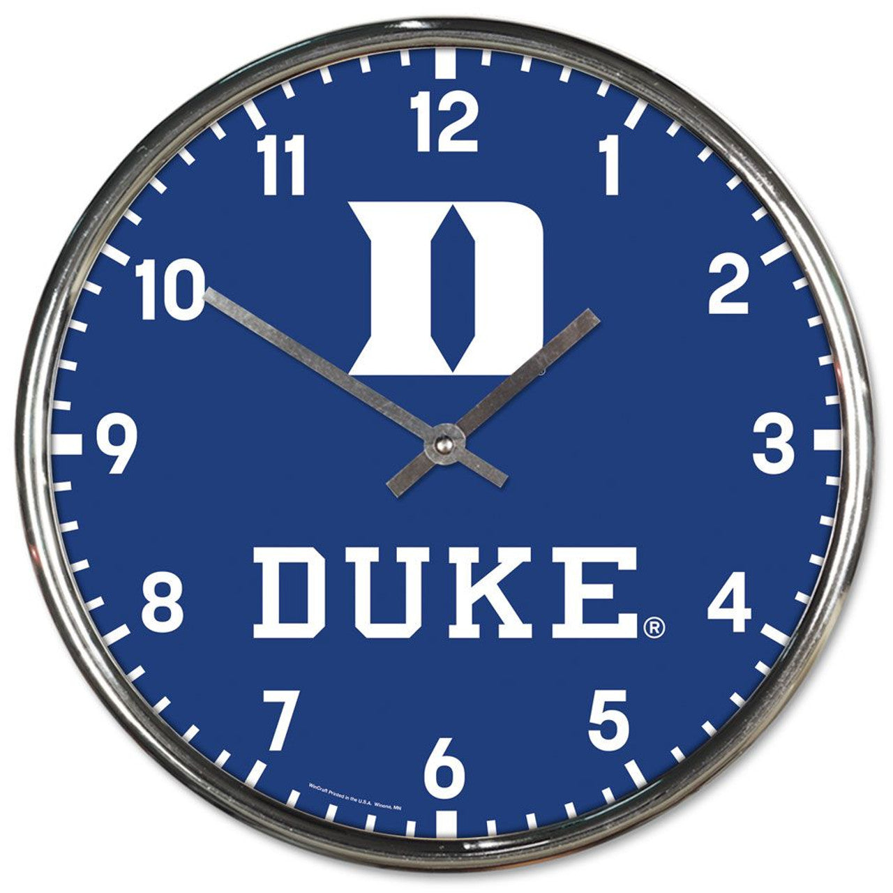 Duke Blue Devils Clock Round Wall Style Chrome - Sports Collectibles, Sports Memorabilia, Sports Fan Shop, Sports Gifts