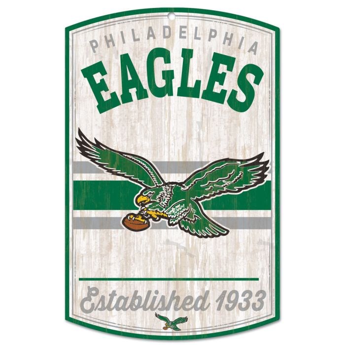 Philadelphia Eagles / Classic Logo Retro Wood Sign 11" x 17" 1/4" thick - Sports Collectibles, Sports Memorabilia, Sports Fan Shop, Sports Gifts