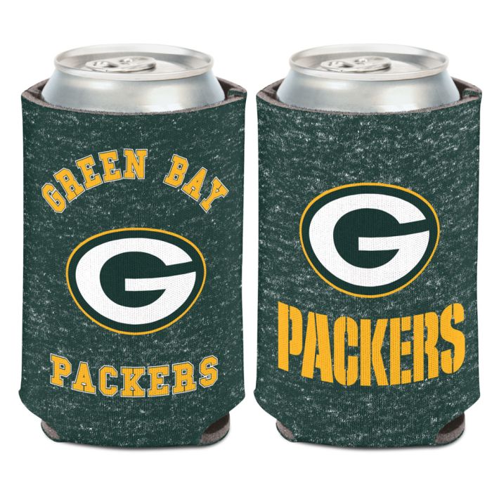 Green Bay Packers Team Heathered Can Cooler 12 oz. - Sports Collectibles, Sports Memorabilia, Sports Fan Shop, Sports Gifts