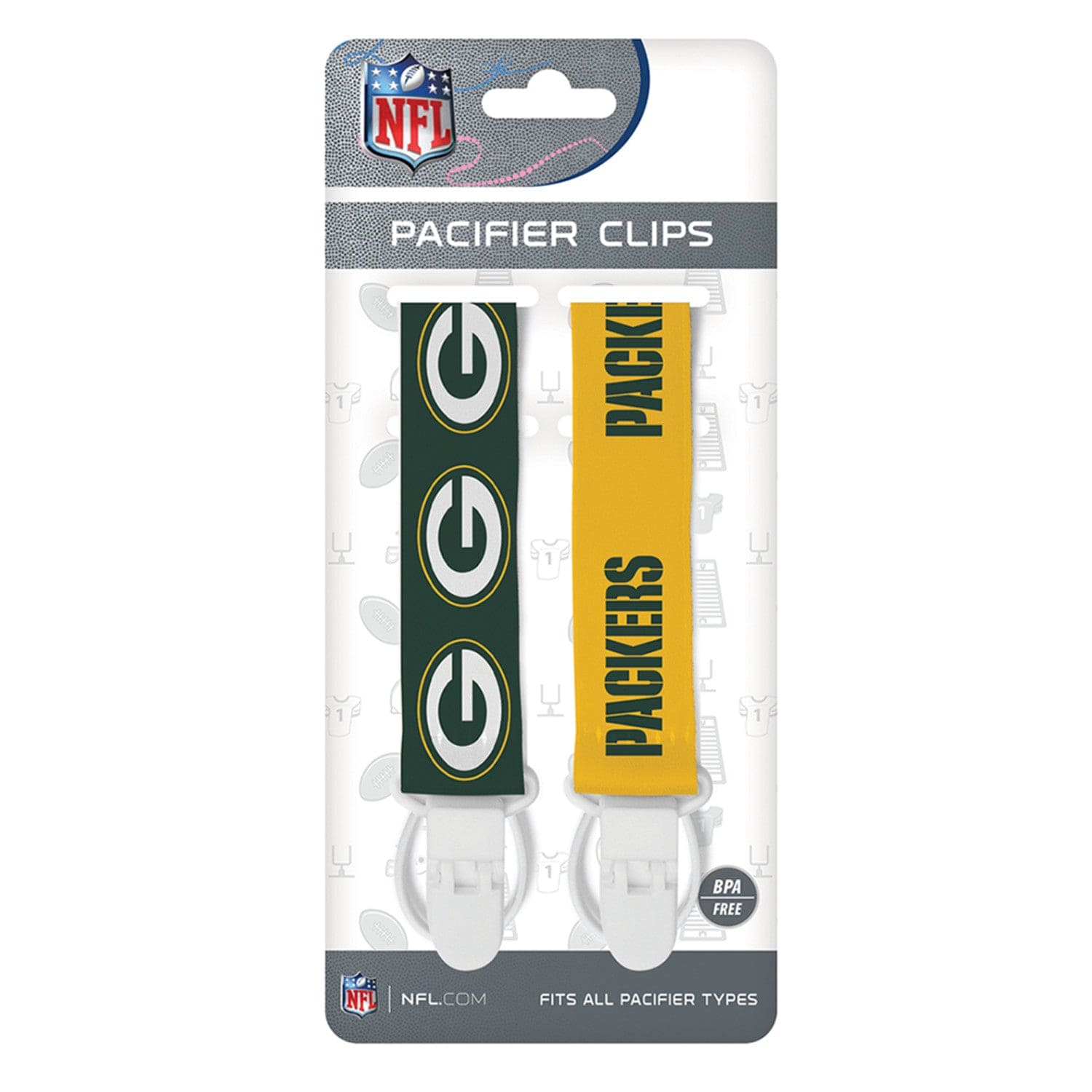 Green Bay Packers Pacifier Clip Set - 2-Pack - Sports Gifts, Sports Memorabilia, Sports Collectibles, Fan Shop