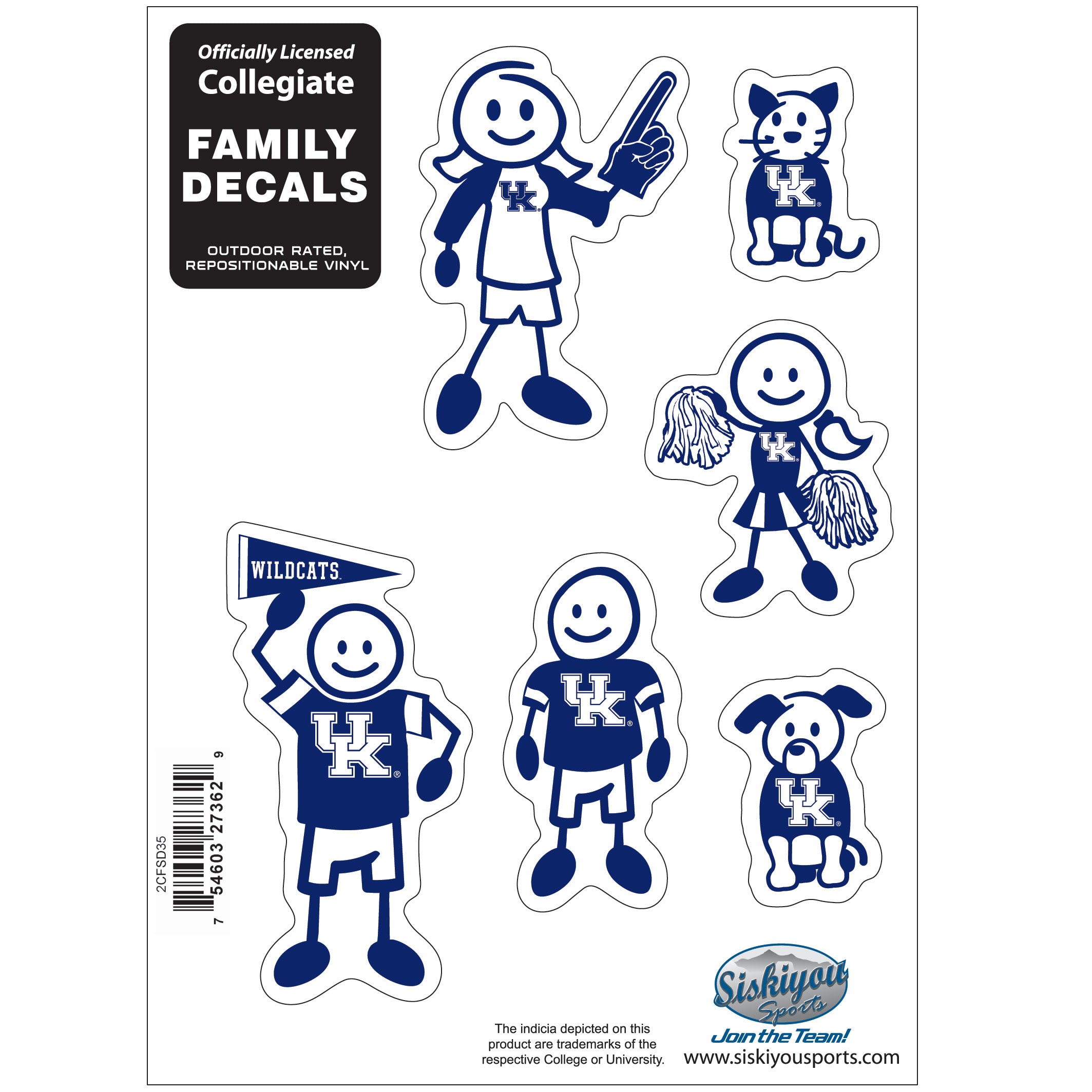 Kentucky Wildcats Family Decal Set Small