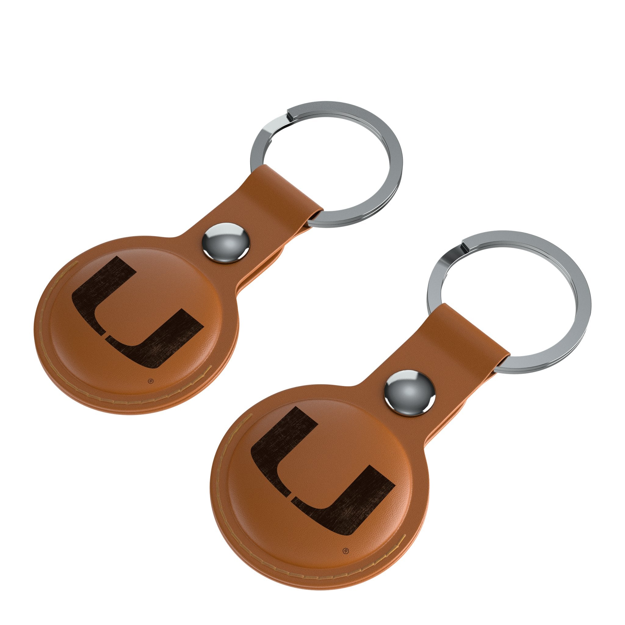 University of Miami Hurricanes Burn Brown Airtag Holder 2-Pack - Sports Gifts, Sports Memorabilia, Sports Collectibles, Fan Shop
